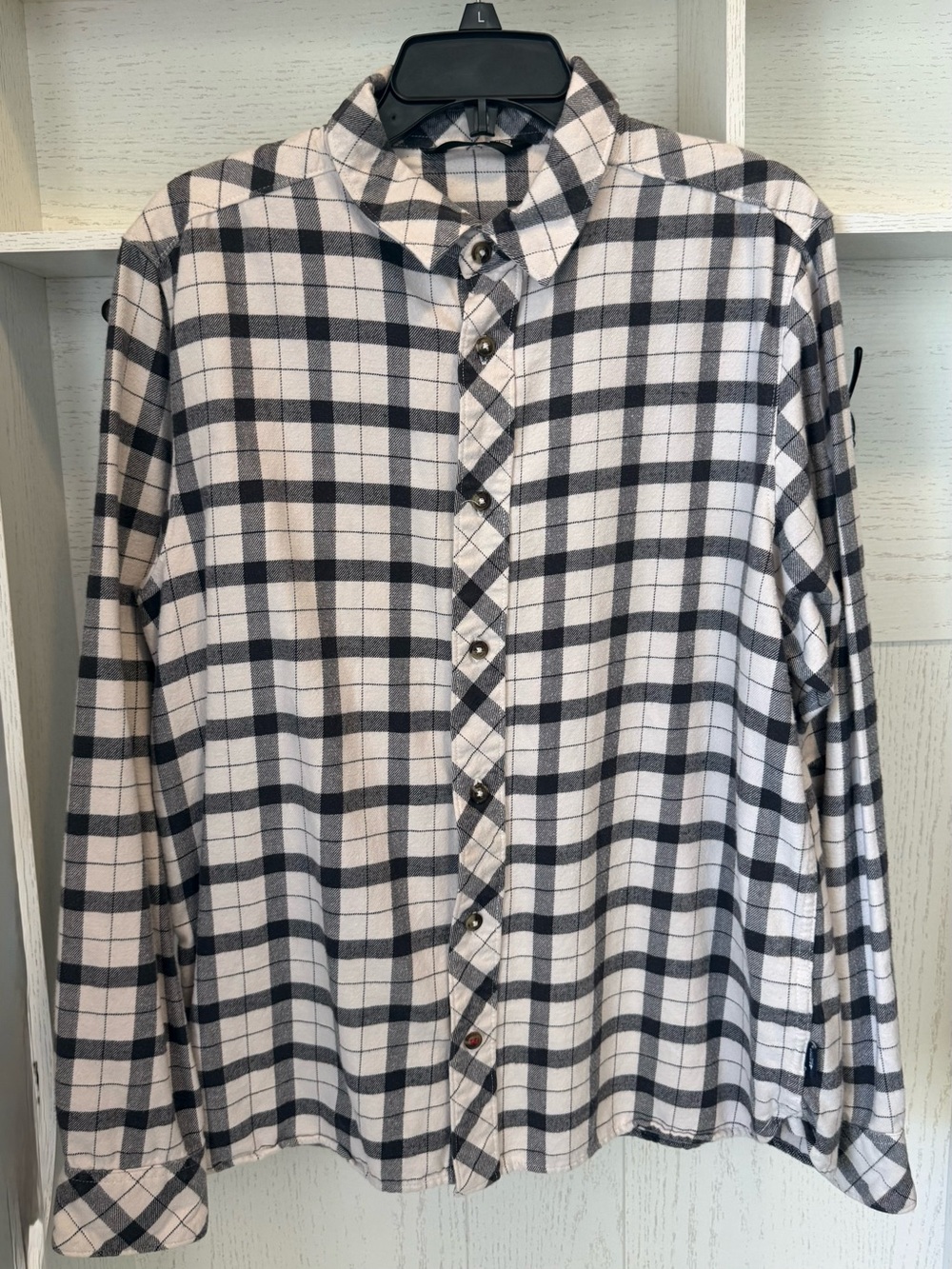 The North Face Men's White and Black Plaid Button-Down Shirt large